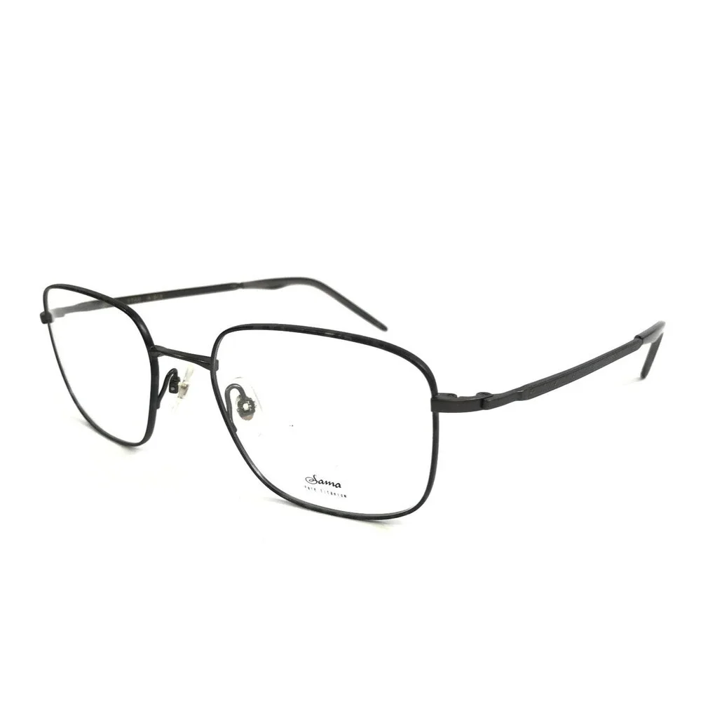 Sama Eyeglasses Frames 1700 A-BLK Black Rectangle Wire Rim Titanium 53-20-140